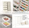 A collage of images showing a white rolling storage cart with multiple drawers, its drawers filled with toys and books, and also showing the empty drawers and the cart structure. Podgląd zdjęcia produktu
