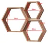 Set aus 3 Sechseckigen Wandregalen aus Massivholz Produktbild-Vorschau 3
