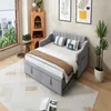 Schlafsofa ausziehbar 90x190cm mit Samtbezug in Hellgrau Produktbild-Vorschau 9