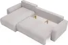 A sectional sofa with its bed mechanism partially extended, revealing storage space underneath. Produktbild-Vorschau