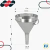 A metal funnel with dimensions indicated by lines and text. Produktbild-Vorschau