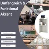 A collage of images showing different settings where a white shelf unit could be used, along with text and labels. Anteprima dell’immagine prodotto