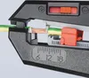 A close-up view of a wire stripping tool in use, showing the stripped copper wires of a cable. Produktbild-Vorschau