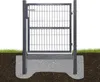 A garden gate is shown installed in the ground, with a cross-section revealing the concrete foundation. Produktbild-Vorschau