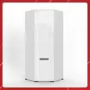 A white, hexagonal corner cabinet with a glossy finish and a dark horizontal slot on the front. Produktbild-Vorschau