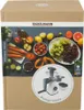 The image is of the packaging for a Fackelmann fruit juicer, featuring an illustration of the product and various fruits and vegetables. Produktbild-Vorschau