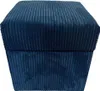 A close-up, front-facing view of a blue corduroy ottoman. Náhled obrázku produktu