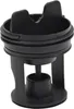 A black plastic pump filter for a washing machine. Voir les images du produit