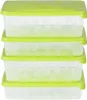 A stack of four clear plastic food storage containers with lime green lids and a subtle leaf pattern on the sides, shown from the front. Náhľad obrázku produktu
