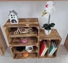 3er Vintage Holzkisten Geflammte mit Regalbrett - 40x30x24 Produktbild-Vorschau 3