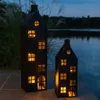 2er Set Laterne Haus 65-95cm Metall Schwarz Deko Windlicht Produktbild-Vorschau 3