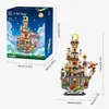 A product box and the assembled model of a castle. Produktbild-Vorschau