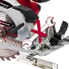 Close-up of a circular saw with red and silver accents, featuring a red 'X' and wrench graphic overlay. Produktbild-Vorschau