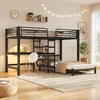 Hochbett 90 x 200 cm , Schwarz , MDF und Metall , Produktbild-Vorschau 4