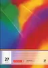 A notebook cover with a colorful abstract design and product details at the bottom. Produktbild-Vorschau
