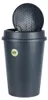A dark gray trash can with its lid open, shown against a white background. Voir les images du produit