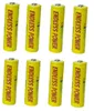 Eight yellow AA batteries are arranged in two rows of four on a white background. Produktbild-Vorschau