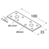 Piastra forata 100 x 35 x 2,50 mm Connettore piatto Anteprima dell’immagine prodotto 4