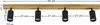 A diagram showing a wooden bar with four black spotlights attached, with dimensions indicated. Produktbild-Vorschau
