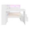 A white loft bed with a desk and shelves, featuring pink LED lighting. Náhľad obrázku produktu
