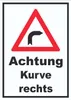 Schild Achtung Kurve rechts A5 (148x210mm) Produktbild-Vorschau 1