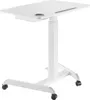 A white adjustable standing desk on wheels against a white background. Anteprima dell’immagine prodotto