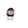 The back view of a black and rose gold Skechers sneaker on a white background. Voir les images du produit