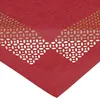 A close-up view of a red tablecloth with a decorative cut-out pattern. Produktbild-Vorschau