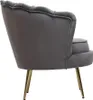 Poltrona "Floria" in velluto - 75 x 68 x 77,5 cm - Grigio Anteprima dell’immagine prodotto 3