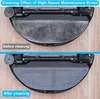 Comparison of a robot vacuum cleaner's brush and mop attachment before and after cleaning. Voir les images du produit