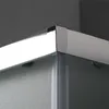 A close-up view of the corner of a shower enclosure, showing the metallic frame and frosted glass. Anteprima dell’immagine prodotto