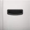 A close-up view of a stainless steel trash can with a black sensor handle. Produktbild-Vorschau