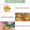 Collage of images showing gold glitter Christmas flowers and decorative greenery. Produktbild-Vorschau