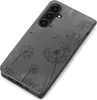 A gray phone case with a dandelion design is shown from a diagonal angle. Produktbild-Vorschau