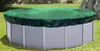 An above-ground swimming pool covered with a green tarp, set up on a grassy lawn. Produktbild-Vorschau