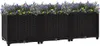 Three black planter boxes filled with purple and yellow flowers, set against a white background. Náhľad obrázku produktu