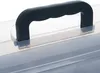 A close-up view of the handle of a clear plastic storage box. Náhled obrázku produktu
