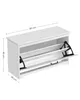 A white shoe cabinet with dimensions shown. Produktbild-Vorschau