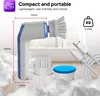 A cleaning brush with accessories and charging cable, surrounded by foam. Produktbild-Vorschau