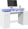 vidaXL LED stůl bílý 140x55x91 cm materiál na bázi dřeva Náhled obrázku produktu 2