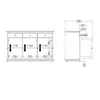 Technical drawings of a sideboard with dimensions and measurements. Produktbild-Vorschau