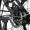 A close-up view of the rear wheel and braking system of an electric bicycle. Produktbild-Vorschau