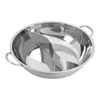A stainless steel hot pot with a divider. Podgląd zdjęcia produktu