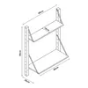 A line drawing diagram of a two-tiered wall shelf with dimensions indicated. Voir les images du produit