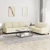 ZMH 2-tlg. Sofagarnitur mit Kissen Creme Kunstleder Produktbild-Vorschau 1
