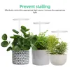 Three potted plants are shown under grow lights, with text indicating their purpose. Náhľad obrázku produktu