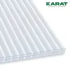 A close-up, angled view of a transparent polycarbonate sheet with a ribbed structure, set against a white background. The 'KARAT GARDEN & OUTDOOR' logo is visible in the top right corner. Voir les images du produit