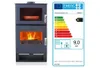 A wood-burning stove and its energy efficiency label. Anteprima dell’immagine prodotto