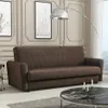 A living room scene with a brown sofa, a coffee table, and artwork on the wall. Náhled obrázku produktu