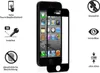 A black iPhone 5/5S/SE with a screen protector applied, surrounded by icons and text describing its features. Produktbild-Vorschau